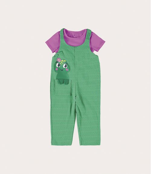 Conjunto Infantil Menina Jardineira Em Algodão Malwee Kids