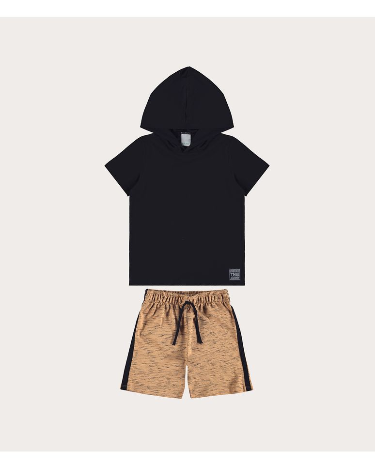 Conjunto Infantil Menino Com Capuz Em Moletinho Rajado Malwee Kids