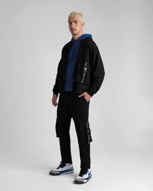 Jaqueta Bomber Masculina Bolso Cargo Em Moletom