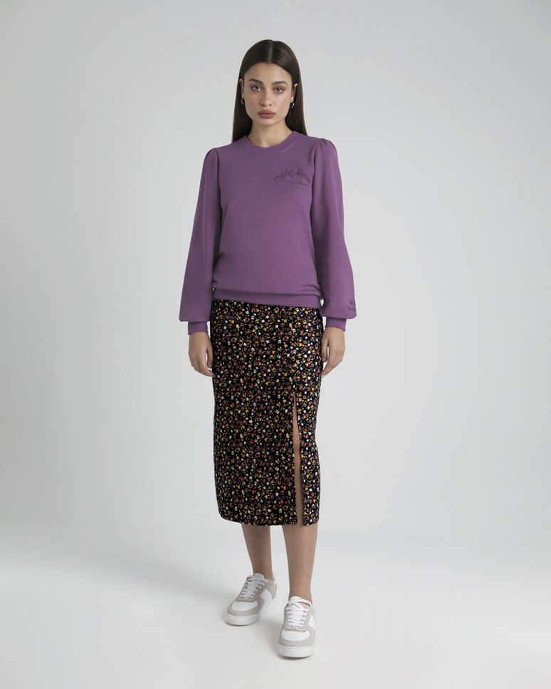 Blusão Amplo Feminino Mangas Bufantes Em Moletom Flanelado