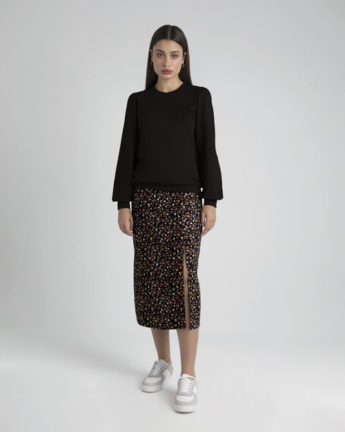 Blusão Amplo Feminino Mangas Bufantes Em Moletom Flanelado