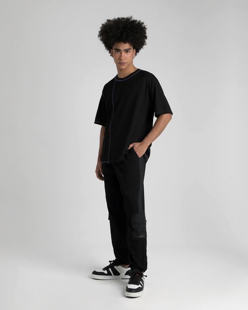 Calça Reta Masculina Barra Com Regulador Em Moletom Flanelado