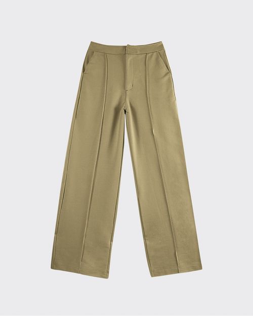 Calça Wide Leg Feminina Cintura Alta Em Moletom