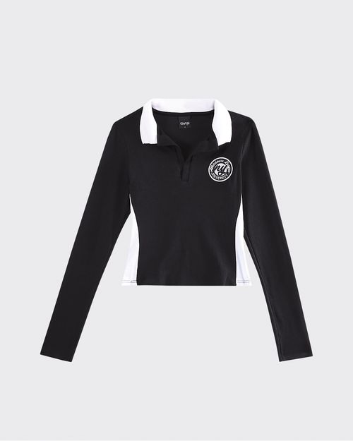 Blusa Polo Feminina Manga Longa Em Ribana