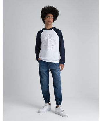 T-Shirt Masculina Com Capuz Em Algodão