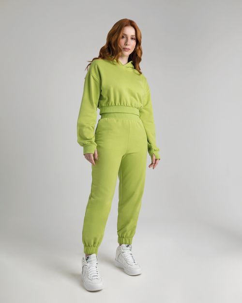 Calça Jogger Feminina Cintura Super Alta Em Moletom Flanelado