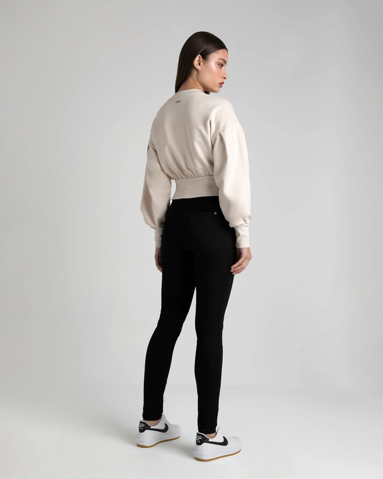 Blusão Cropped Feminino Open Your Mind Em Moletom Flanelado