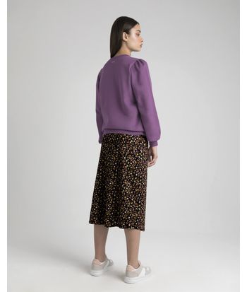 Blusão Amplo Feminino Mangas Bufantes Em Moletom Flanelado