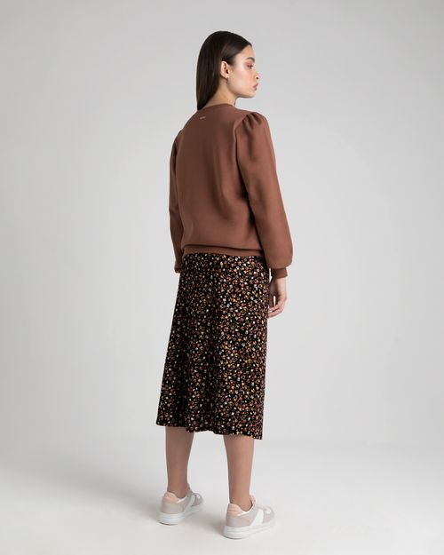 Blusão Amplo Feminino Mangas Bufantes Em Moletom Flanelado