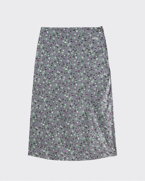 Saia Midi Feminina Reta Com Fenda Em Viscose