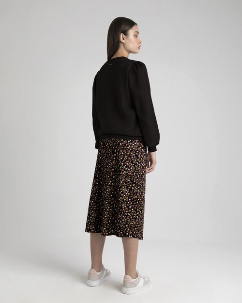 Saia Midi Feminina Reta Com Fenda Em Viscose