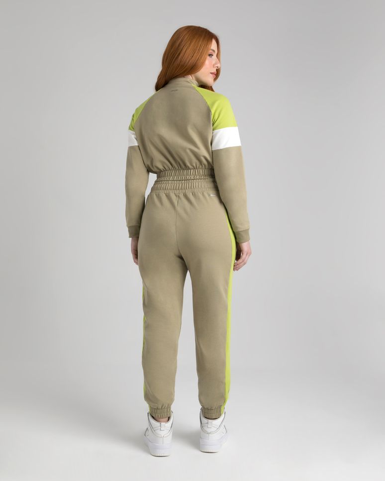 Calça Jogger Feminina Recorte Lateral Em Moletom Stretch Flanelado