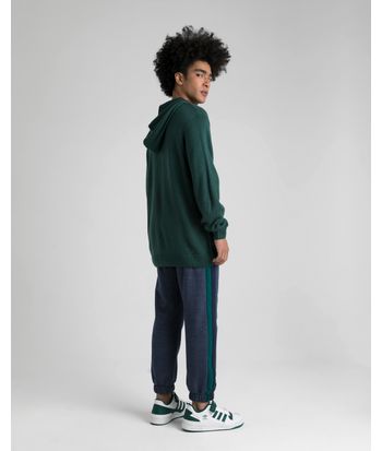 Calça Jogger Masculina Recorte Lateral Em Moletom Rajado Sustentável