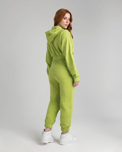 Calça Jogger Feminina Cintura Super Alta Em Moletom Flanelado
