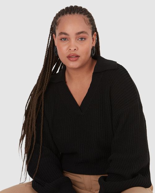 Blusão Cropped Feminino Plus Size Gola V Em Tricô