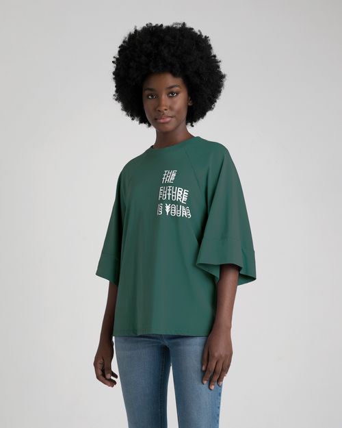 T-Shirt Oversized Feminina The Future Is Yours Em Algodão  - ENFIM