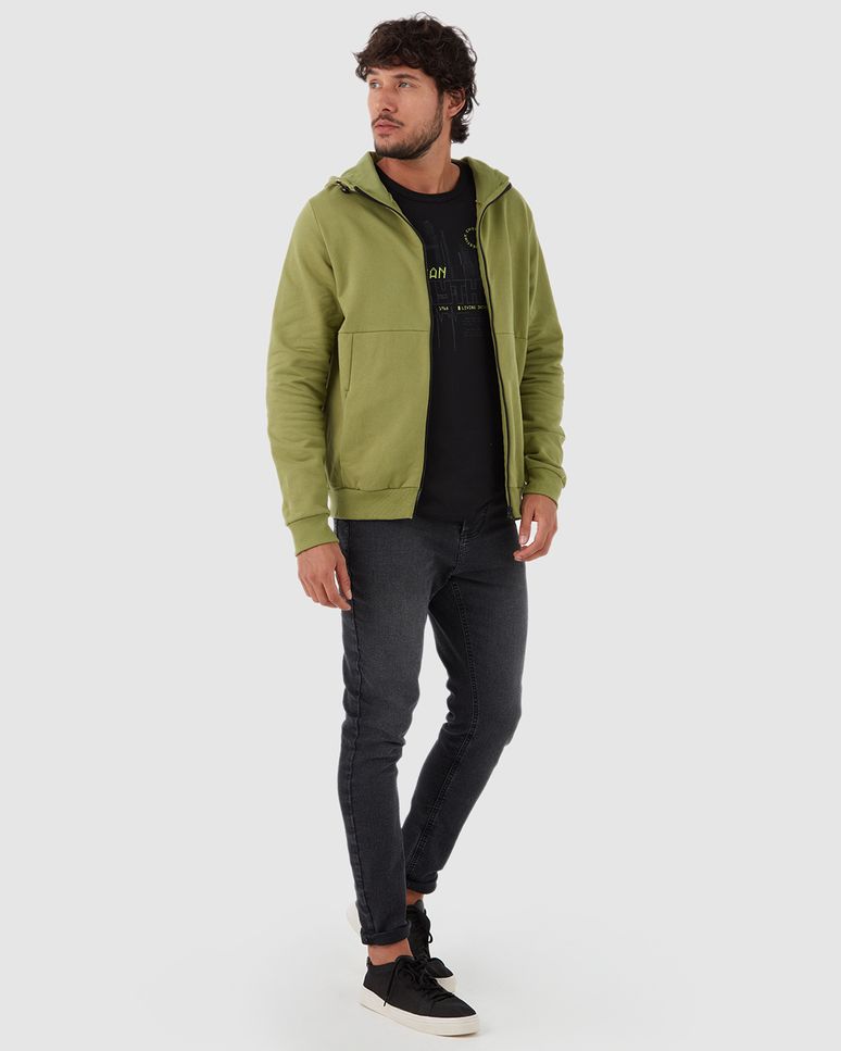 Jaqueta Tradicional Masculina Recorte Frontal Em Moletom Flanelado