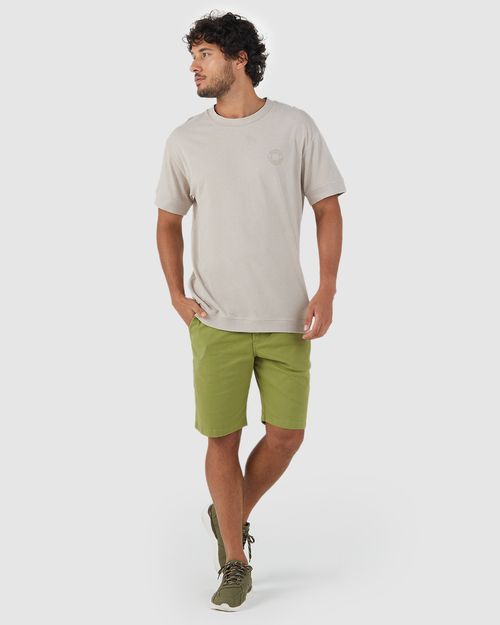Camiseta Masculina Bordado Frontal Em Malha Com Lavandeira