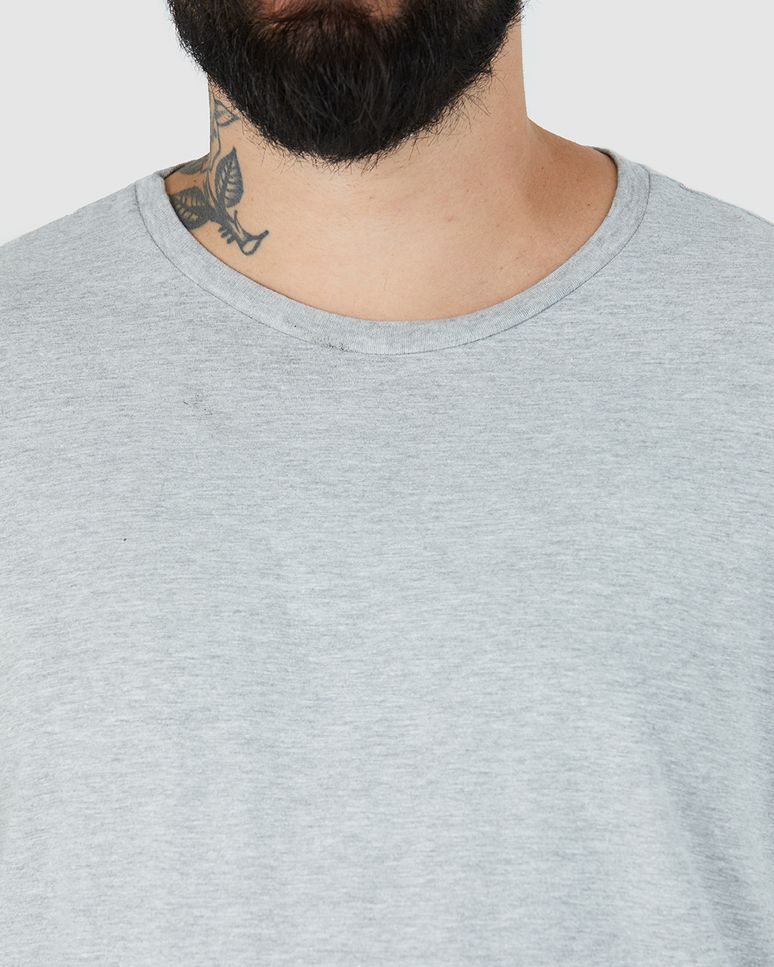 Camiseta Básica Masculina Plus Size Manga Longa Em Algodão