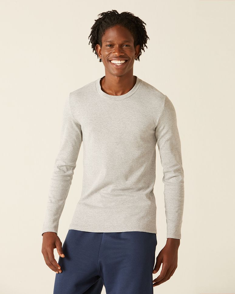 Camiseta Básica Masculina Manga Longa Em Ribana