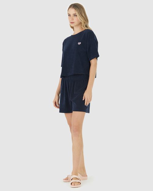 Pijama Feminino Coração Em Malha Atoalhada