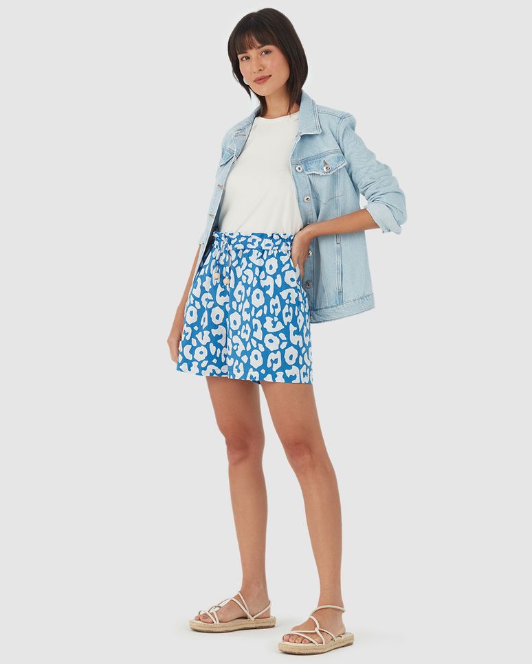 Shorts Clochard Feminino Animal Print Em Viscolinho Sustentável