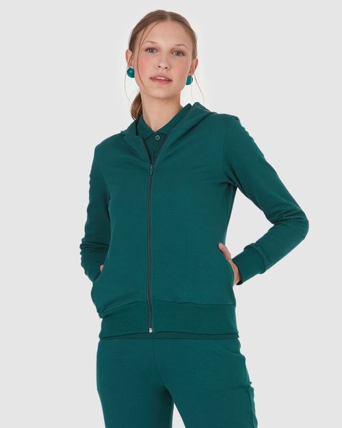 Jaqueta Básica Feminina Com Capuz Moletom Stretch Flanelado