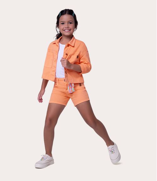 Shorts Infantil Menina Com Faixa Em Sarja Com Elastano Malwee Kids