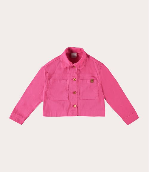 Shirt Jacket Cropped Infantil Menina Em Sarja Com Elastano Malwee Kids