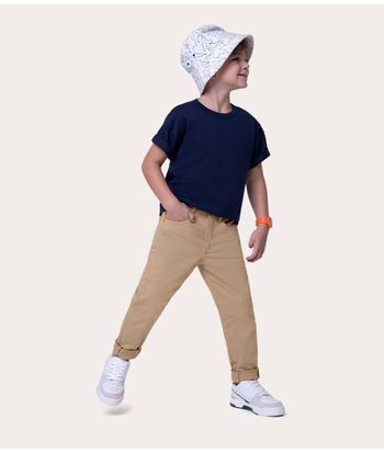 Calça Infantil Menino Skinny Em Sarja Com Elastano Malwee Kids