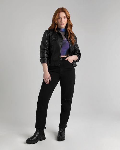 Blusa Cropped Feminina Gola Alta Em Tule  - ENFIM