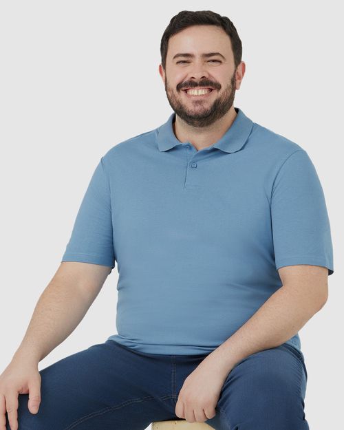 Camisa Polo Básica Masculina Plus Size Em Algodão