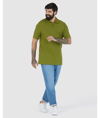 Camisa Polo Básica Masculina Plus Size Em Piquet Stretch