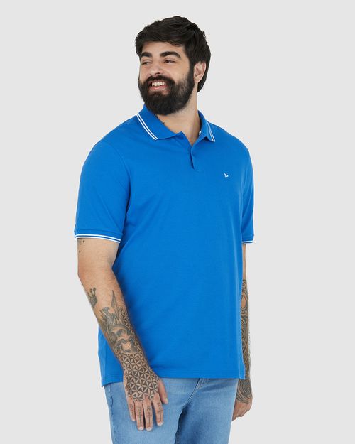 Camisa Polo Masculina Plus Size Peitilho Frontal Em Piquet Stretch