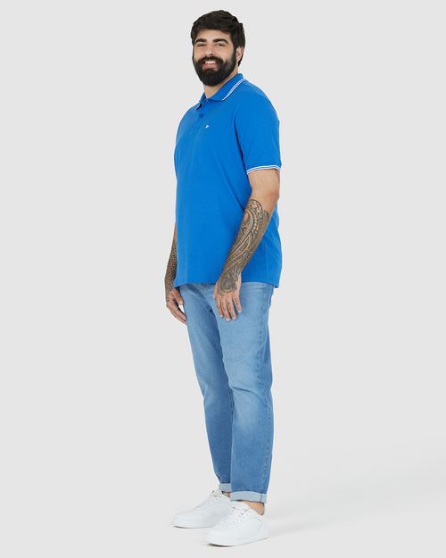 Camisa Polo Masculina Plus Size Peitilho Frontal Em Piquet Stretch