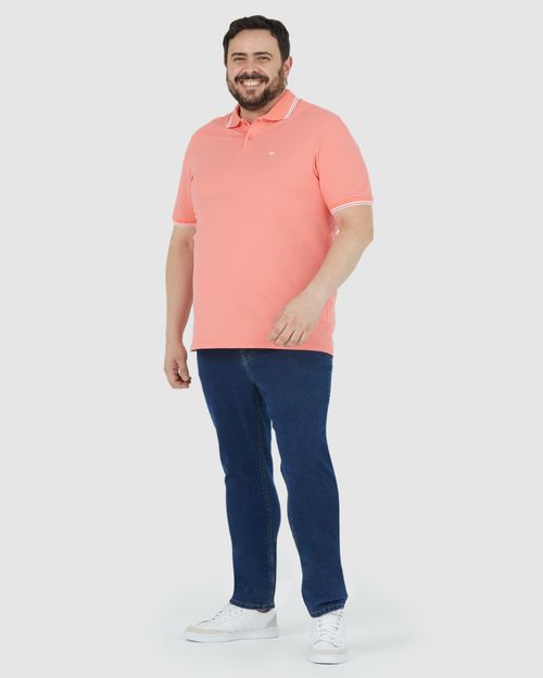 Camisa Polo Masculina Plus Size Peitilho Frontal Em Piquet Stretch