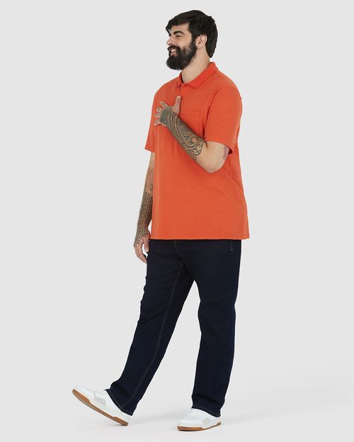 Camisa Polo Básica Masculina Plus Size Bolso Frontal Em Piquet Stretch