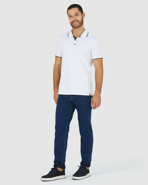 Camisa Polo Masculina Slim Em Piquet Stretch