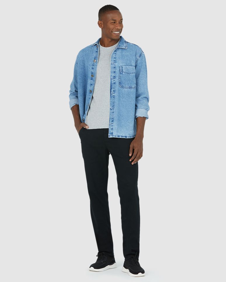 Calça Masculina Chino Em Sarja Com Elastano