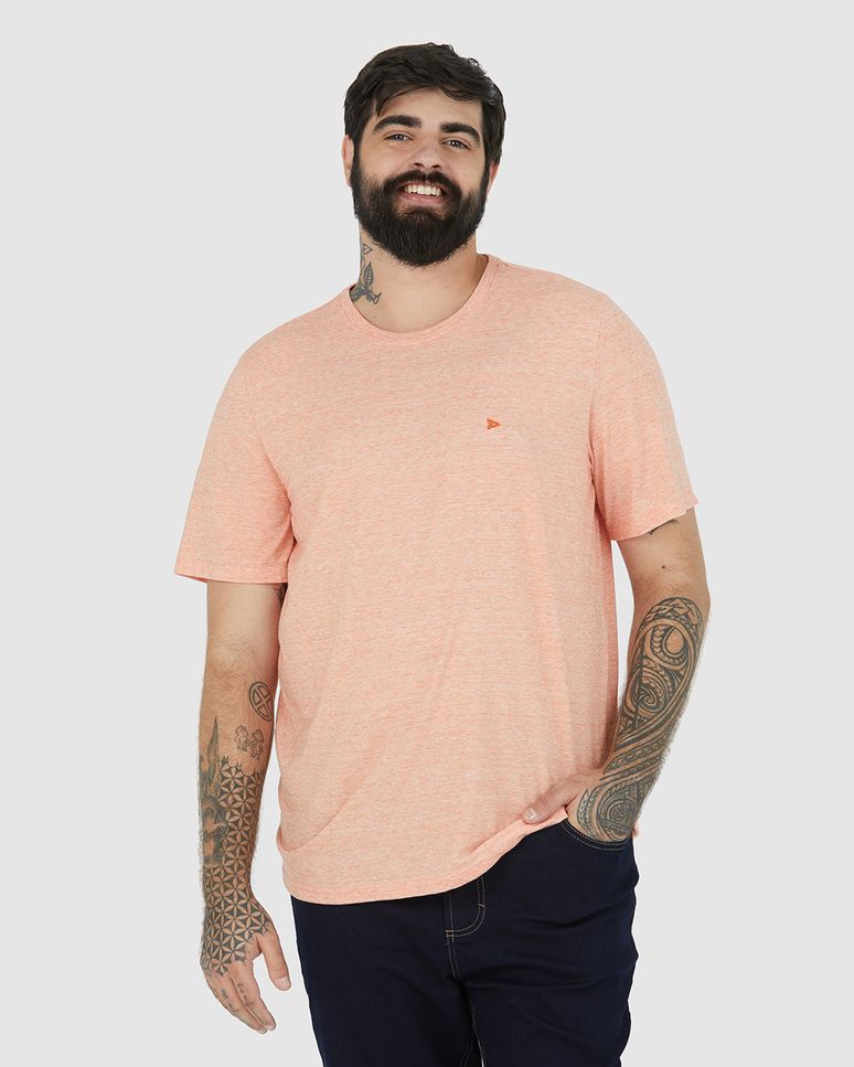 Camiseta Básica Masculina Plus Size Em Malha Mesclada Anti Odor