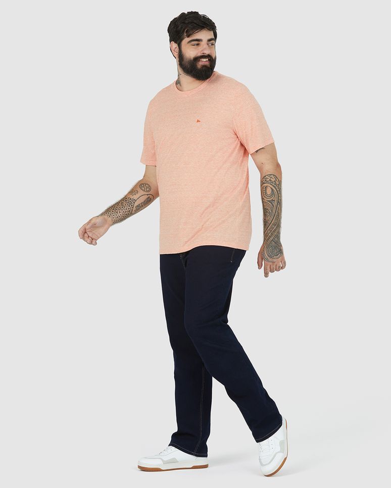 Camiseta Básica Masculina Plus Size Em Malha Mesclada Anti Odor