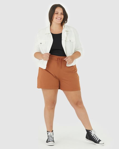 Shorts Feminino Plus Size Amplo Em Moletom Flanelado