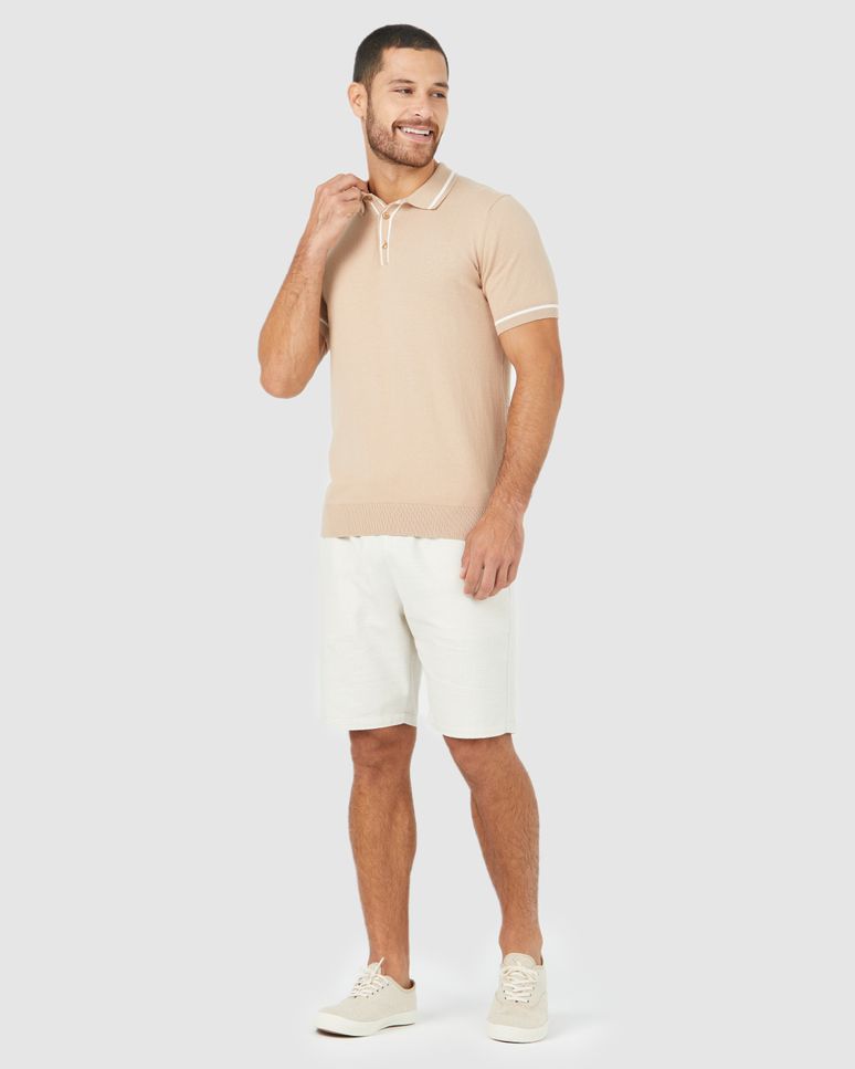 Camisa Polo Masculina Retilínea Diferenciada Em Tricô