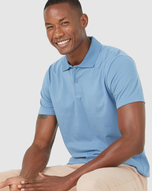 Camisa Polo Básica Masculina Peitilho Frontal Em Algodão