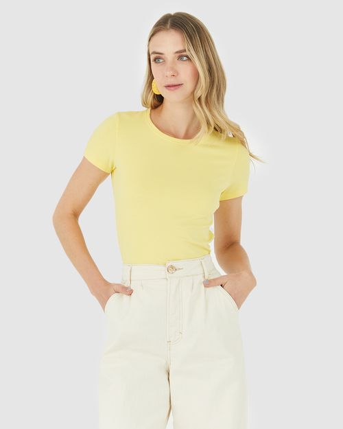 Blusa Básica Feminina Decote Redondo Em Algodão