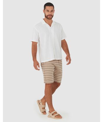 Bermuda Comfort Masculina Listrada Em Moletom Sem Flanela