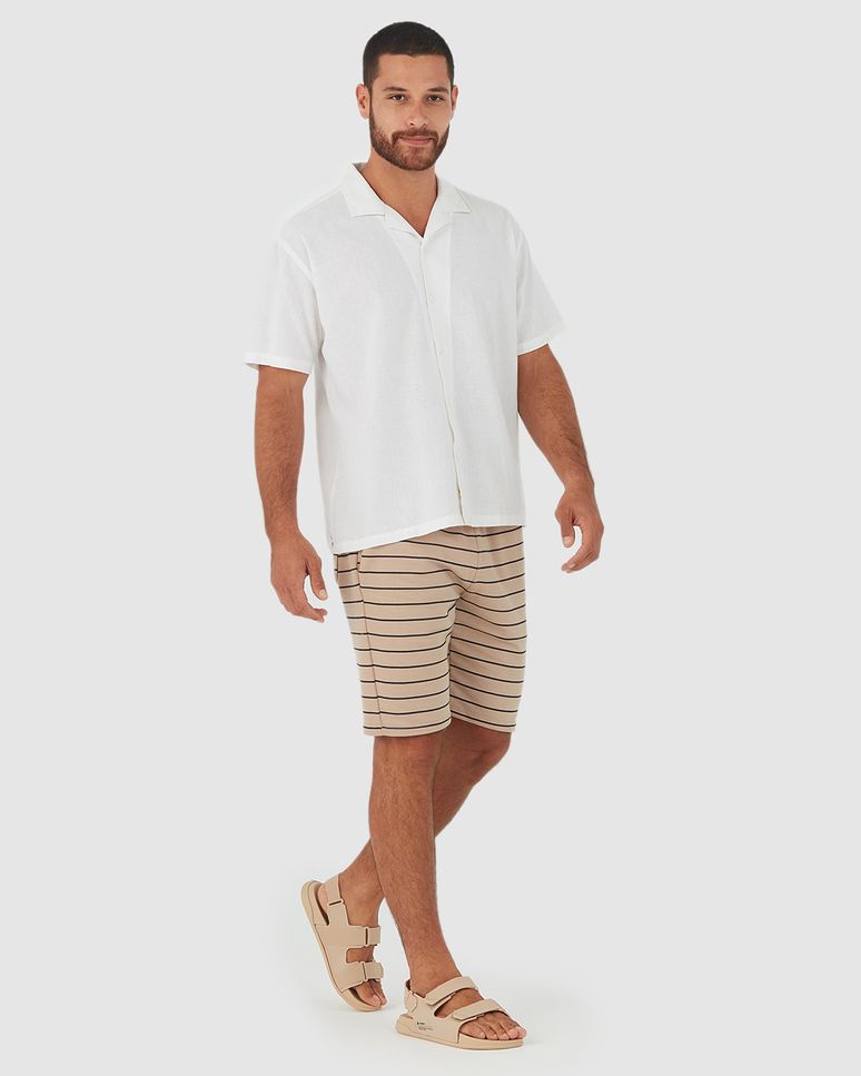 Bermuda Comfort Masculina Listrada Em Moletom Sem Flanela