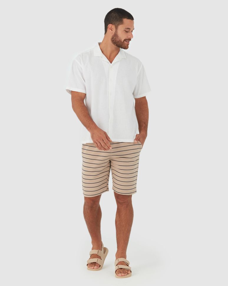 Bermuda Comfort Masculina Listrada Em Moletom Sem Flanela