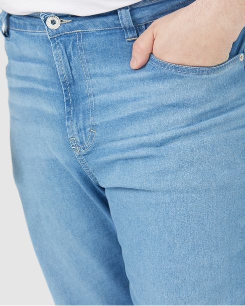 Calça Masculina Plus Size Slim Cintura Média Em Flex Jeans