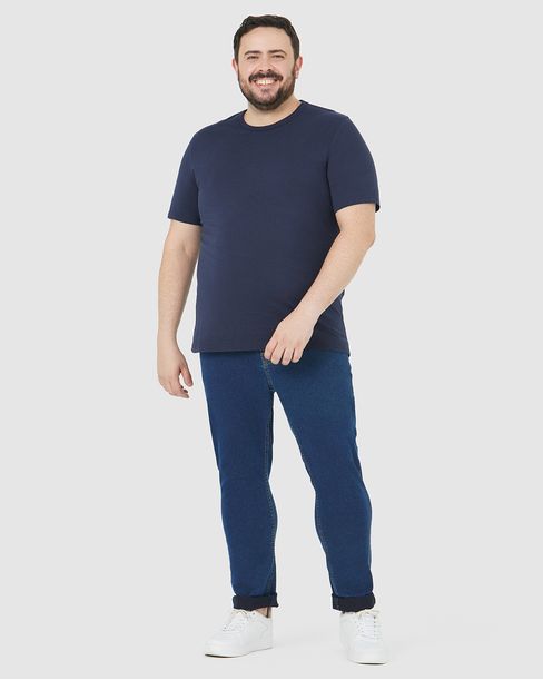 Calça Masculina Plus Size Skinny Cintura Média Em Flex Jeans